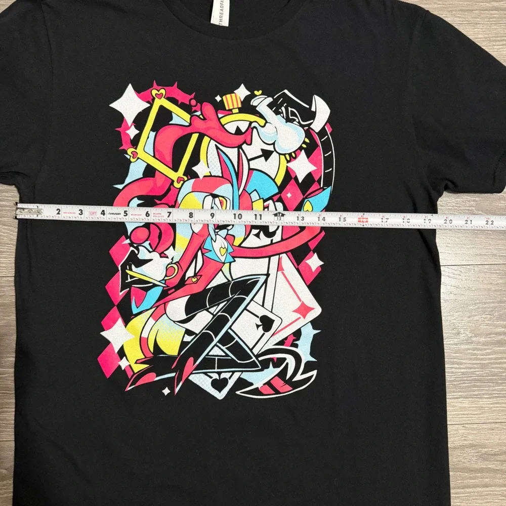 100% Cotton Helluva Boss Fizzarolli Graphic T-Shirt Black Slim Mens M Clown